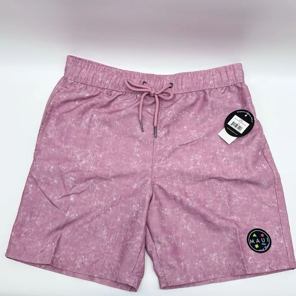 Maui & Sons Swim Short Mens Small, Color Rose, MSRP $50